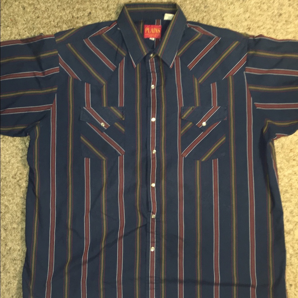 Plains Western Wear Mens Pearl Snap SS Shirt Sz XL